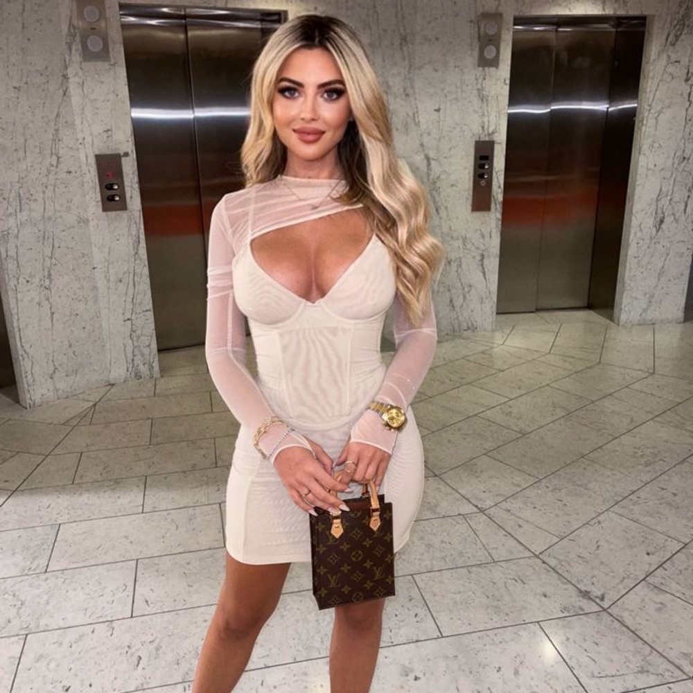 House of CB ‘Beatrice’ Beige Corset Midi Dress NWOT
